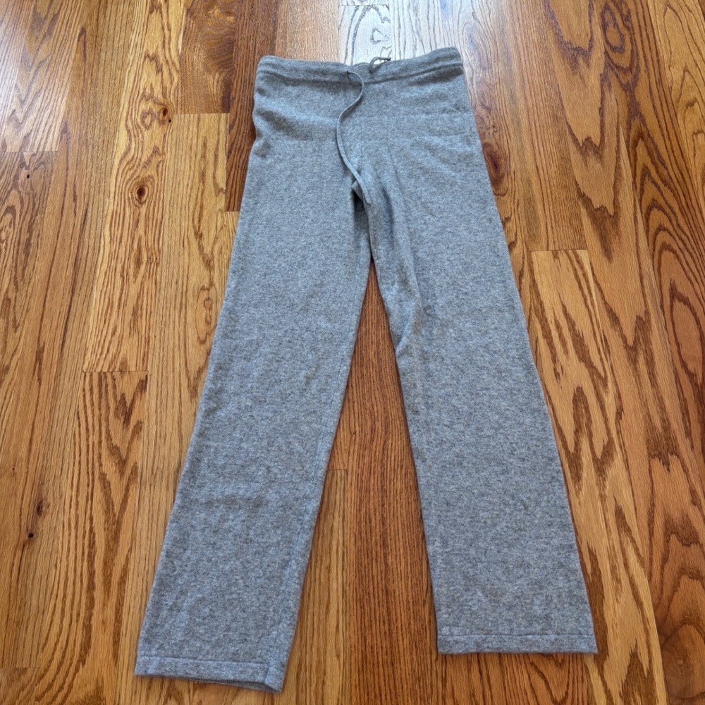 Saks Fifth Avenue 100% Cashmere Lounge Pants Gray Drawstring Straight Leg Small - Picture 2 of 7